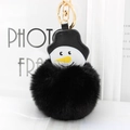 Détail du porte-clés bonhomme de neige en fausse fourrure noire et fermoir doré - Noir