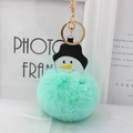 Détail du porte-clés bonhomme de neige en peluche vert menthe avec fermoir en métal doré - Vert menthe