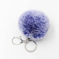 Plush purple faux rabbit fur pompom keychain with silver metal lobster clasp for bags - Frost Royal Blue With Silver Buckle