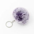 Plüschiger 8cm Kunstpelz Schlüsselanhänger in Lila und Grau mit silbernem Metallring - Frostiges Violett