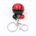 Star cutout red and black bell keychain charm with silver metal clasp for bags - Black Red