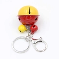 Colorful metal bell keychain with red and yellow paint finish and silver ring - Red and Yellow