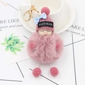 Simpatico portachiavi a forma di neonato che dorme con cappello rosa a maglia - Rosa Antico