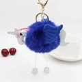 Détail du porte-clés peluche licorne bleu foncé avec accents en tissu laser argenté - Bleu Saphir