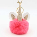 Portachiavi unicorno in peluche rosa con corno dorato per decorazione di borse - Rosso Anguria