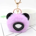 Cute purple plush panda keychain with soft faux fur and gold metal lobster clasp - Light Purple