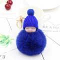 Adorabile portachiavi bambola neonato che dorme blu reale con pompon di peluche e gancio d'oro - Blu Zaffiro