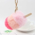 Dettaglio del portachiavi a forma di gelato in peluche colorato con chiusura dorata - 8cm / Rosa Tenue/Arancione/Rosa Shocking (N. 8)