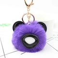 Mignon porte-clés panda en peluche violette avec anneau et fermoir mousqueton dorés - Violet