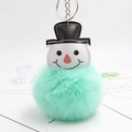 Porte-clés bonhomme de neige de Noël avec pompon en fausse fourrure vert menthe - Vert menthe