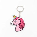 Détail du porte-clés licorne en acrylique rose avec corne arc-en-ciel colorée - Licorne Style 4