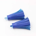 Detail of royal blue PU leather tassels with hanging loops for bags and keychains - Sapphire Blue