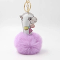 Portachiavi alpaca in ecopelle con un grande pompon di peluche viola chiaro - Viola Chiaro