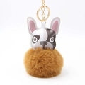 Süßer Cartoon Französische Bulldogge Plüsch Bommel Schlüsselanhänger für Handtaschen - Kaffeebraun