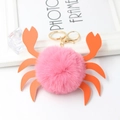 Portachiavi a granchio in peluche rosa con chele arancioni e gancio dorato - Rosa Intenso