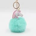 Porte-clés licorne en peluche avec anneau doré pour sacs et accessoires de voiture - 8x12cm / Vert clair