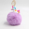 Portachiavi con unicorno di peluche con pompon viola e dettagli colorati in finitura oro - Viola chiaro
