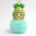 Portachiavi creativo a forma di ananas con pon pon verde menta e anello dorato - Verde Menta
