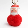 Details vom Weihnachtsmann Plüsch Schlüsselanhänger mit rotem Bommel und Goldring - Rot