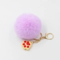 Joli porte-clés pompon en peluche violette avec charme de patte de chat et fermoir doré - Mauve Clair