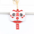 Chinese red leather lion dance keychain with golden happy tag for bag decoration - Tiger Happy