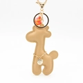 Detail der Giraffen-Schlüsselanhänger aus PU-Leder mit Goldverschluss und orangefarbener Glocke - Khaki