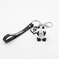 Simpatico portachiavi a forma di panda in resina con ciondolo 3D e cinturino nero - Viola Con Cinturino