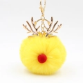 Portachiavi renna di Natale in peluche con pompon giallo e corna di metallo dorate - Giallo