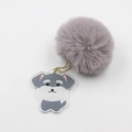 Porte-clés chien schnauzer en acrylique avec pompon gris et chaîne dorée - Husky Perlé