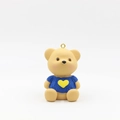 Detailed view of the blue knitted texture and heart pattern on the resin bear charm - Doll Only Style / Blue