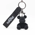 Cool black panda bear keychain with textured body and INS BEAR SUPERSTAR strap detail - Black-2