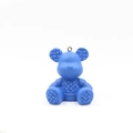 Detail of blue bear keychain featuring intricate woven texture on chest and ears - Blue Character