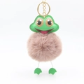 Süßer grüner Frosch-Bommel-Anhänger mit goldenem Ring für Taschen und Schlüssel - Lotusrosa