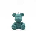 Close-up of matte dark green bear pendant with intricate woven texture and metal ring - Green Figure