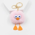 Roze pluche eend sleutelhanger met pluizige pompon en gouden karabijnhaak voor tassen - Pompon Diameter 6CM / Lichtroze