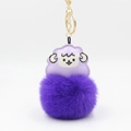 Lila Cartoon-Schaf Plüsch-Schlüsselanhänger mit flauschigem Pompon für Taschen - Auberginenviolett