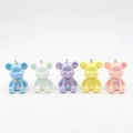 Iridescent resin bear pendant set in five macaron colors with golden metal rings - Single Doll