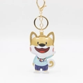 Portachiavi cane Shiba Inu carino in pelle PU con moschettone dorato e maglietta blu - Forma di Shiba Inu