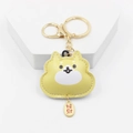 Süßer Shiba Inu Schlüsselanhänger aus PU-Leder mit goldenem Glücksbringer-Anhänger - Shiba Inu Stil / Hellgelb