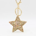 Schattige ster sleutelhanger met kleurrijke lovertjes en gouden karabijnsluiting luxe - Ster (KRL23634) / Goud
