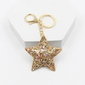 Süßer sternförmiger Schlüsselanhänger mit Glitzer-Pailletten und goldenem Metallverschluss - Stern mit Verschluss / Gold