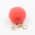 Rosa Plüschball Schlüsselanhänger mit goldenem Kristallanhänger für Handtaschen - Orange