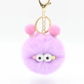 Simpatico portachiavi a forma di bruco di peluche viola con grandi occhi e antenne rosa - Viola Chiaro