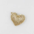 Detailansicht eines Herzanhängers aus PU mit goldenem Glitzer und bunten kleinen Sternen - Herz ohne Verschluss / Gold