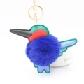 Portachiavi creativo a forma di pappagallo con pelle colorata e pompon di peluche - Blu Reale