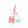 Pink letter H and blue heart PU leather charms for keychains and bags on white stand - Blue Rose