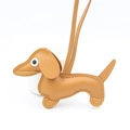 Χαριτωμένο καφέ δερμάτινο μπρελόκ dachshund PU με ραφή στο χέρι για τσάντες και κλειδιά - Χακί