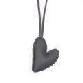 Portachiavi a cuore in pelle grigio scuro con trama fine e cuciture per borse e auto - Nero