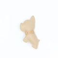 Dettaglio del portachiavi in pelle di Bulldog Francese beige con cuciture fini e fibbia d'oro - Senza fibbia / Cachi