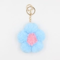 Porte-clés tournesol en peluche bleu et rose avec fermoir en métal doré brillant - Bleu